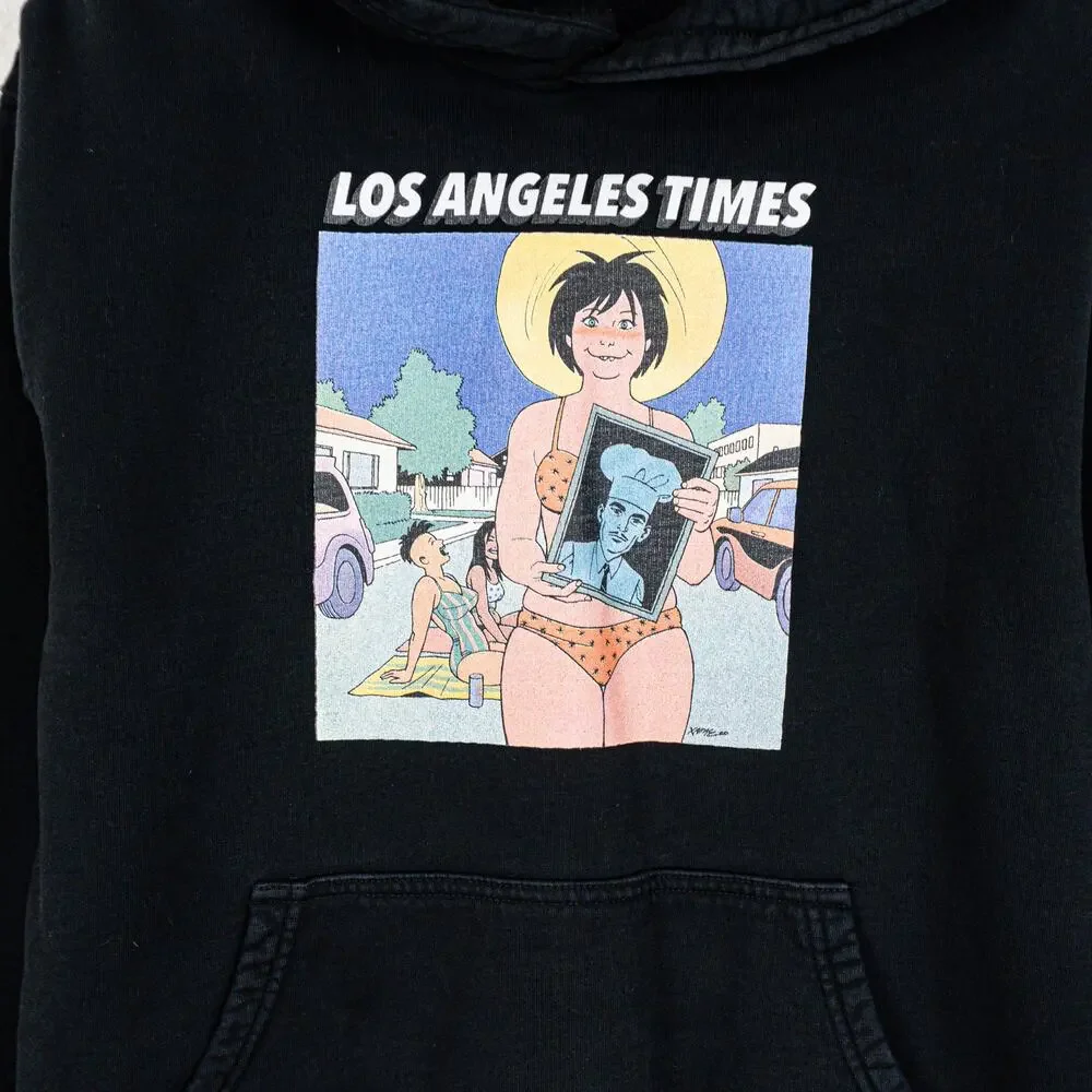 Brain Dead x Los Angeles Times Hoodie in Black cotton fleece sz Small